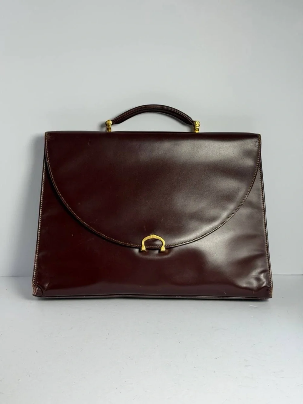 Vintage Cartier Must De Cartier Burgundy Leather Old Money Briefcase